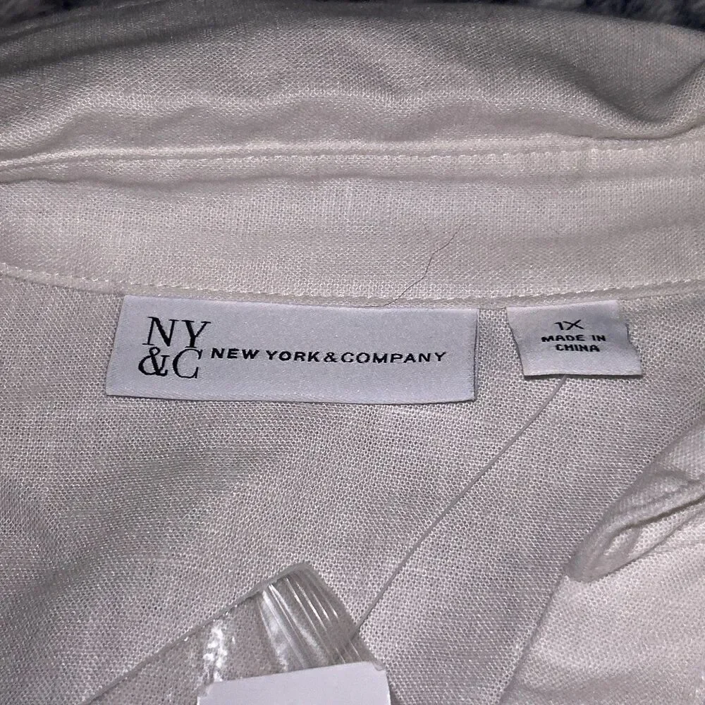 New York & Company Button Down Shirt White XL - Picture 4 of 7